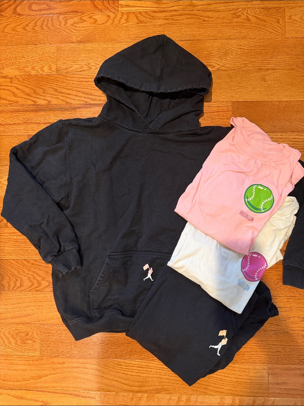 Boys Baseballism Black Hoodie and T-shirt Bundle